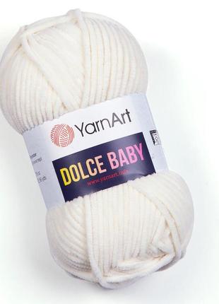 Пряжа yarnart dolce baby 745 молочний ярнарт дольче беби плюшевая