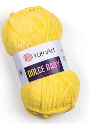 Пряжа yarnart dolce baby 761 желтая ярнарт дольче беби плюшевая