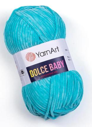 Пряжа yarnart dolce baby 746 бирюза ярнарт дольче беби плюшевая