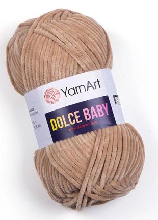 Пряжа yarnart dolce baby 747 какао ярнарт дольче бебі плюшева