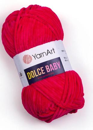 Пряжа yarnart dolce baby 759 малина ярнарт дольче беби плюшевая