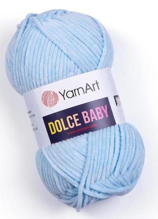 Пряжа yarnart dolce baby 749 блакитна ярнарт дольче бебі плюшева