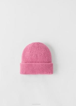Зимова зимняя вовняна фуксия фуксія шерстяная шарка шапочка 54см zara