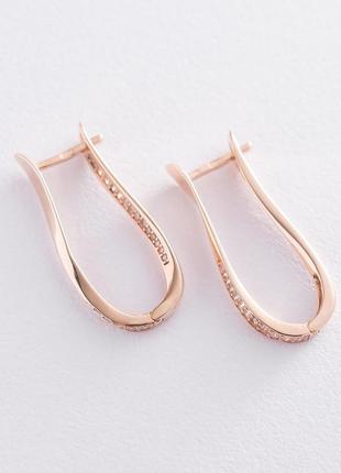 Золотые серьги с фианитами с06717