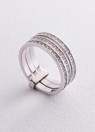 Тройное золотое кольцо с фианитами к02641