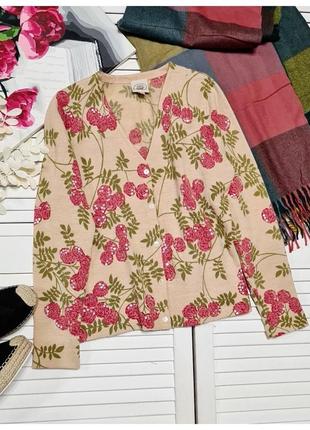 Тепла кофта на ґудзиках кардиган laura ashley 100% шерсть