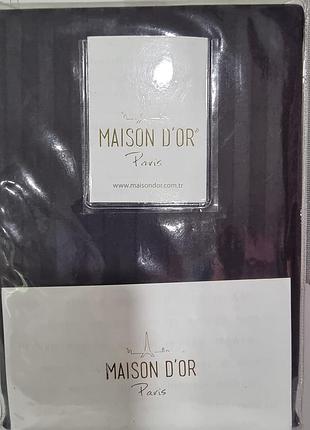 Простирадло сатинова maison d'or antracite 240*260+наволочки 2-50*70