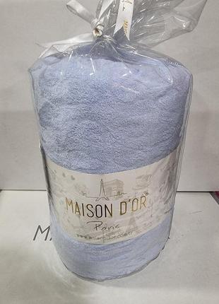 Махова простирадла maison d'or blue жаккард на гумці 180*20+наволочки 2-50*70