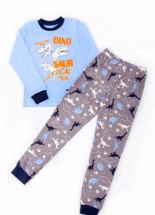 2159-13гал піжама для хлопчика динозаври зі світловим принтом, блакитна тм авекс розмір 128 cм