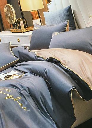 Комплект якісної постільної білизни із сатину євро розмір 200*220 см