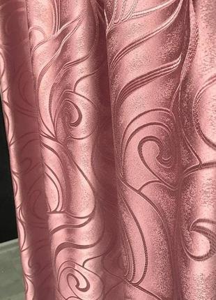 Турецкий комплект жаккардовых штор с ламбрекеном 150х270 см ( 2шт ) цвет - розовый7 фото