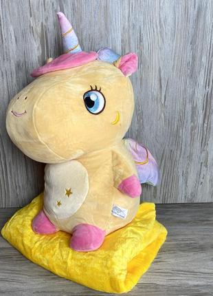 Плед 3в1 єдиноріг - дитяча іграшка. розмір іграшки 55 см. плед розмір 120*160см.