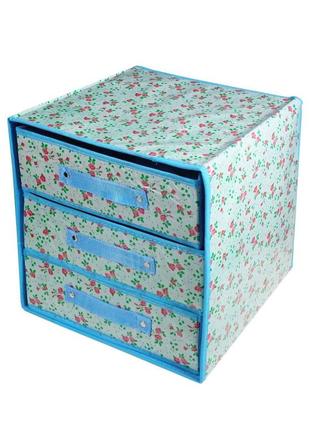 Органайзер для хранения с 3 ящиками (голубой)3 фото