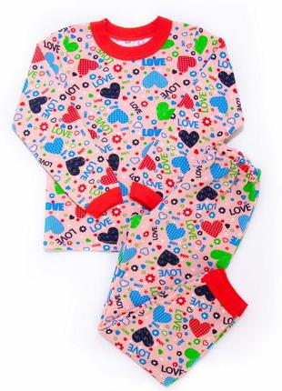 964-09дсер детская теплая пижама для девочки сердечки тм авекс