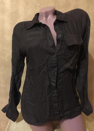 Стильна сорочка м хакі з бісером на рукавах
