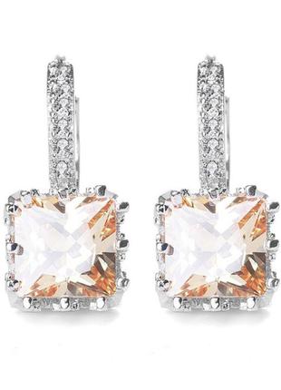 Серьги вечерние шампань ювелирная бижутерия посеребрение 1420в-ж