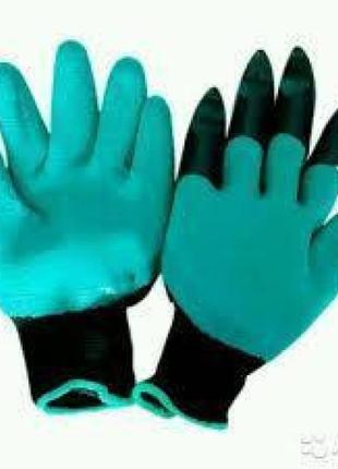 Садові рукавички з кігтями garden gloves для саду та городу7 фото