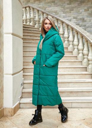 Aiza❄️⛄пуховик⛄❄️теплий пальто кокон ковдра куртка зимова жіноча а521 чорний білий зелений  яскраво синій4 фото