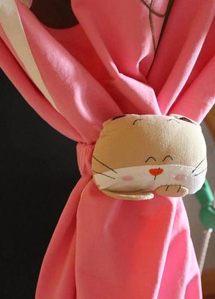 Штори для дитячої кімнати з котиком ( рожевий колір )