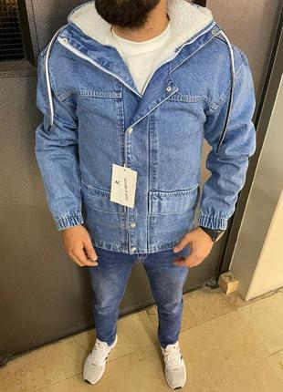 Куртка чоловіча джинсова утеплена denim agr світло-синя