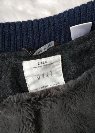 Дитяче пальто zara baby boys на хлопчика сіре з хутром розмір 1046 фото