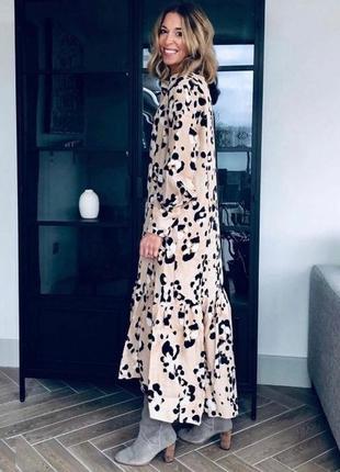 Гепардовое новое платье от h&m стильное длинное