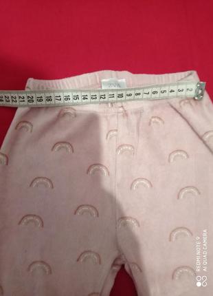 Велюровые хлопковые фирменные розовые штанишки с манжетами радуга для девочки3 фото
