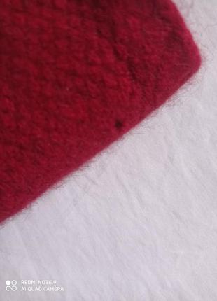 Кашемировые шерстяной пушистый тёплый не колючий бордовый шарфик шерсть вовна вовняний кашемир3 фото