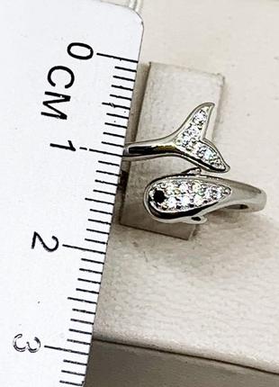 Кольцо серебряное с кубическим цирконием "дельфин" 16,5 2,34 г3 фото