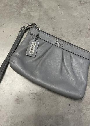 Косметичка клатч на руку натуральная кожа оригинал coach