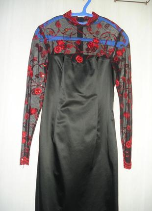 Супер нарядное вечернее платье стрейч-атлас и кружево 46-48 размер в идеале3 фото