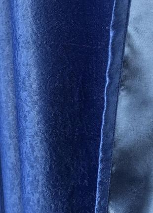 Комплект двойных штор блэкаут софт на тесьме 150х270 см (2шт) с тюлем шифон 400х270 см цвет синий9 фото