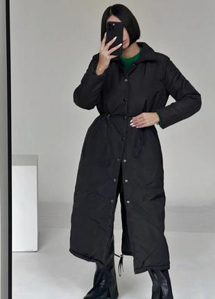 Утепленное пальто со съемным жилетом черный bf
