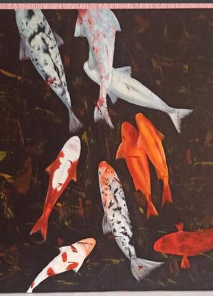Картина акрилом рибки китайські рибки