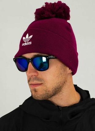 Шапка з помпоном adidas adicolor