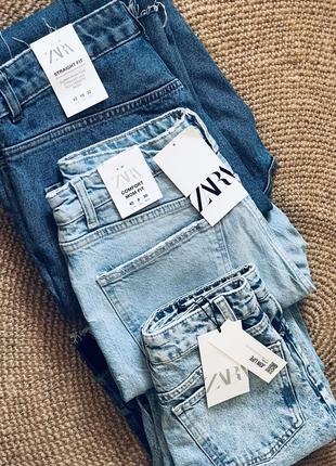 Джинси zara mom fit straight fit wide leg