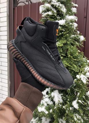 Зимові кросівки adidas yeezy boost black yellow grey