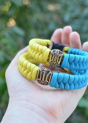 Браслет з паракорда патріот з гербом оун тризуб володимира латунь нейзільбер на фастексі + колода в подарунок