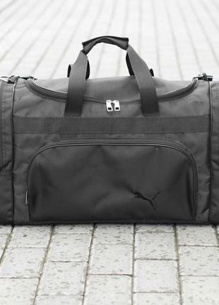 Мужская дорожная спортивная сумка пума puma черная тканевая прочная вместительная на 60 литров