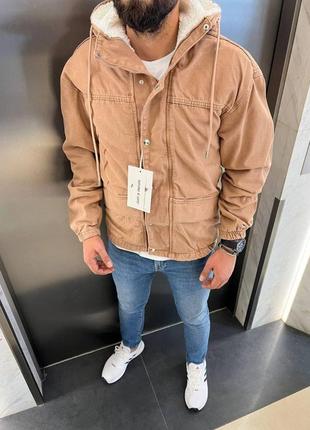 Куртка чоловіча джинсова утеплена denim agr світло-коричнева