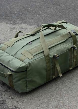 Большая сумка-баул novator походной тканевой на 80 литров для вещей рюкзак олива oxford 600д3 фото