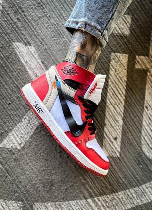 Мужские высокие кожаные кроссовки off-white x nike air jordan 1 retro «chicago#найк4 фото