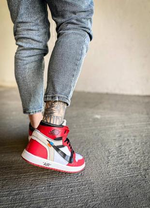 Мужские высокие кожаные кроссовки off-white x nike air jordan 1 retro «chicago#найк7 фото