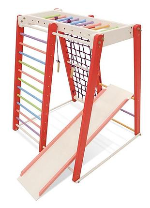 Дитячий спортивний куточок міні sportbaby малюк-3 дерев'яний рожевий