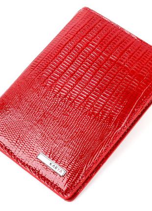 Яркая обложка на паспорт из фактурной кожи karya 20915 красный