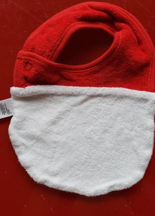 F&f детский новогодний махровый нагрудник слюнявчик для новорожденных дед мороз санта клаус2 фото