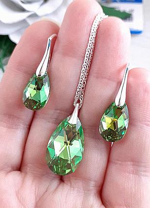Серьги swarovski и кулон сваровски