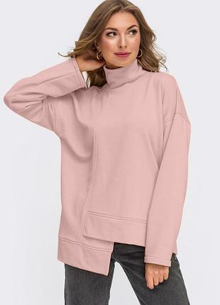 Світшот жіночий рожевий з асиметричним низом