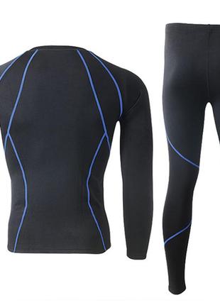 Термобелье мужское xintown nyxt16xjct black-blue m фитнес-костюм на флисе спортивный осень-зима2 фото