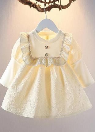 Платье для девочки белое платье хлопок с гипюром 74 см - 90 см
